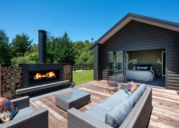 Outdoor Living Area With Fireplace