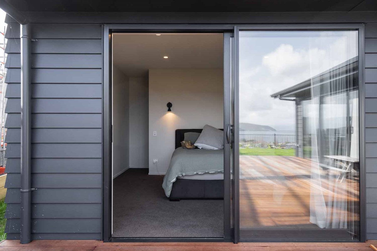 The beautiful Master bedroom from their patio which is accessed via the sliding door pictured. Kasey and Sindre love the family home they have been able to create, especially their bedroom and the kids rooms.